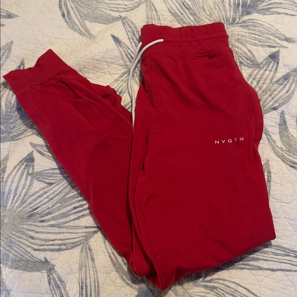 NVGTN Red High-Waisted Joggers - Picture 4 of 5
